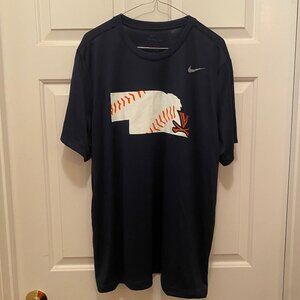 Virginia UVA Cavaliers Baseball Team Issued Omaha CWS Blue Orange T-Shirt XL